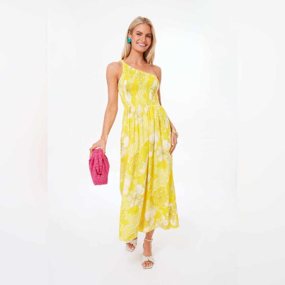Faithfull the Brand Womens Khalani Midi Dress Yellow Size US 8 Large - Picture 2 of 8